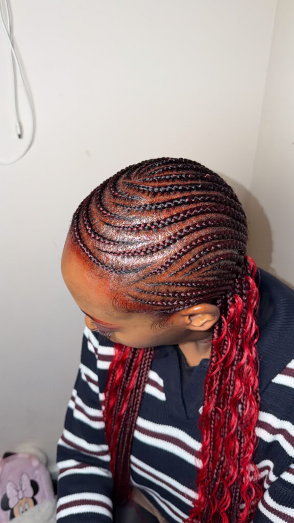 Feed in braids all back